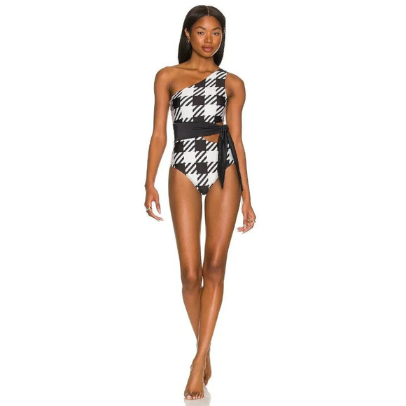 BEACH RIOT Carlie One Piece in Houndstooth Small New Womens Swimsuit - Picture 2 of 16